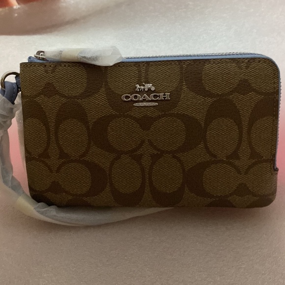 NWT 🔥 Coach Double Corner Zip Wristlet In Signature Canvas - Picture 5 of 16